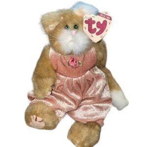 Ty Attic Treasures Plush Cat Kitten Pouncer Kitty Stuffed Animal Rose Nursery 8"